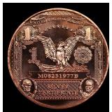 1oz .999 Fine Copper Bullion Round -  Eagle $1 Not