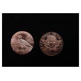 Group of Two 1oz .999 Fine Copper Bullion Rounds -