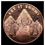 1oz .999 Fine Copper Bullion Round - Let it Snow S