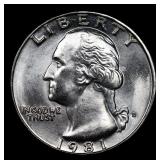 1981-d Washington Quarter 25c Grades GEM++ Unc