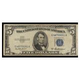 1953A $5 Blue Seal Silver Certificate Grades vf++