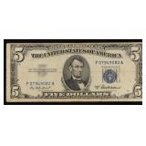 1953A $5 Blue Seal Silver Certificate Grades vf++