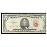 1963 $5 Red Seal United States Note Grades Select