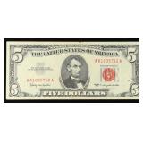 1963 $5 Red Seal United States Note Grades Choice