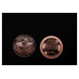 Group of Two 1oz .999 Fine Copper Bullion Rounds -