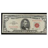 1963 $5 Red Seal United States Note Grades vf++