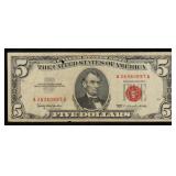 1963 $5 Red Seal United States Note Grades vf++