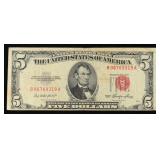 1953 $5 Red Seal United States Note Grades vf+