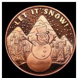 1oz .999 Fine Copper Bullion Round - Let it Snow S