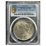 PCGS 1923-p Peace Dollar Rare Mint Error $1 au58 P