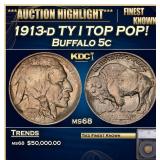 *Highlight* 1913-d TY I Buffalo Nickel TOP POP! 5c