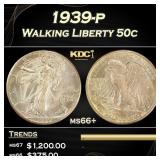 1939-p Walking Liberty Half Dollar 50c Grades GEM+