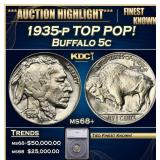 *Highlight* 1935-p Buffalo Nickel TOP POP! 5c ms68