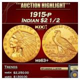 *Highlight* 1915-p Gold Indian Quarter Eagle $2 1/