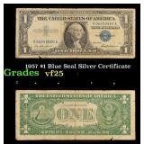 1957 $1 Blue Seal Silver Certificate Grades vf+