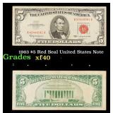 1963 $5 Red Seal United States Note Grades xf