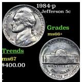 1984-p Jefferson Nickel 5c Grades GEM++ Unc