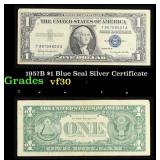 1957B $1 Blue Seal Silver Certificate Grades vf++