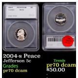 2004-s Peace Proof Jefferson Nickel 5c pr70 dcam S