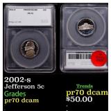 2002-s Proof Jefferson Nickel 5c pr70 dcam SEGS