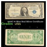 1935C $1 Blue Seal Silver Certificate Grades vf+