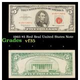 1963 $5 Red Seal United States Note Grades vf++