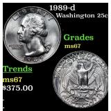 1989-d Washington Quarter 25c Grades GEM++ Unc