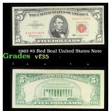 1963 $5 Red Seal United States Note Grades vf++