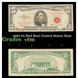 1963 $5 Red Seal United States Note Grades vf++