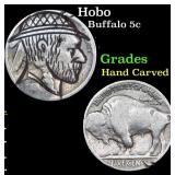 Hobo Buffalo Nickel 5c Grades Hand Carved