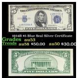 1934B $5 Blue Seal Silver Certificate Grades Selec