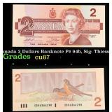 1986 Canada 2 Dollars Banknote P# 94b, Sig. Thiess