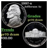 1997-s Proof Jefferson Nickel 5c GEM++ Proof Deep