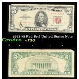 1963 $5 Red Seal United States Note Grades vf++