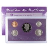 1990 United States Mint Proof Set 5 coins