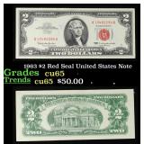 1963 $2 Red Seal United States Note Grades Gem CU