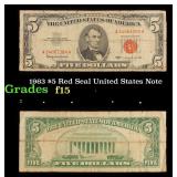 1963 $5 Red Seal United States Note Grades f+