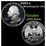 1993-s Proof Washington Quarter 25c Grades GEM++ P