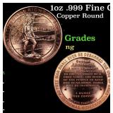 1oz .999 Fine Copper Bullion Round - Right to Bear