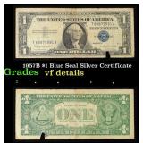 1957B $1 Blue Seal Silver Certificate Grades vf de