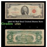 1963 $2 Red Seal United States Note Grades vf+