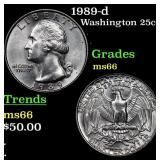 1989-d Washington Quarter 25c Grades GEM+ Unc