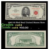 1963 $5 Red Seal United States Note Grades Choice