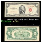 1953 $2 Red Seal United States Note Grades vf++