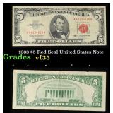 1963 $5 Red Seal United States Note Grades vf++