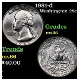 1981-d Washington Quarter 25c Grades GEM+ Unc