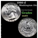 1986-d Washington Quarter 25c Grades GEM Unc