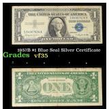 1957B $1 Blue Seal Silver Certificate Grades vf++