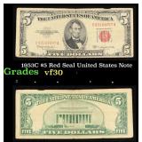 1953C $5 Red Seal United States Note Grades vf++