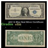 1957 $1 Blue Seal Silver Certificate Grades vf++